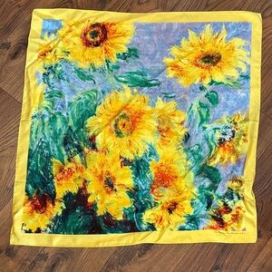 Bright Sunflower Silk Scarf - Yellow Floral Design